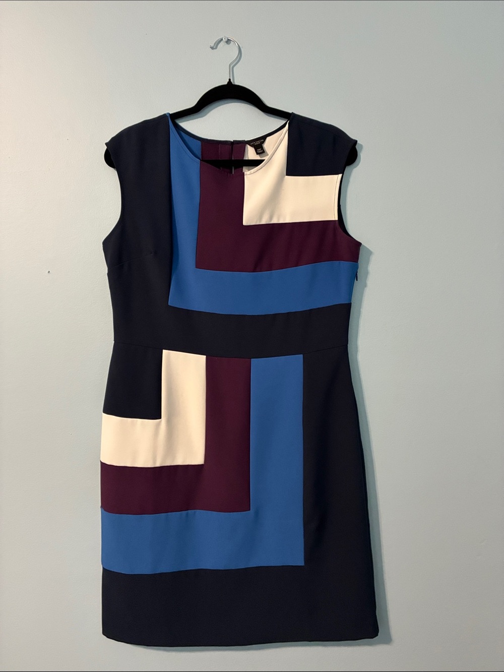 Ann Taylor Navy Colorblock Midi Dress with Blue, Burgundy & Cream Panels